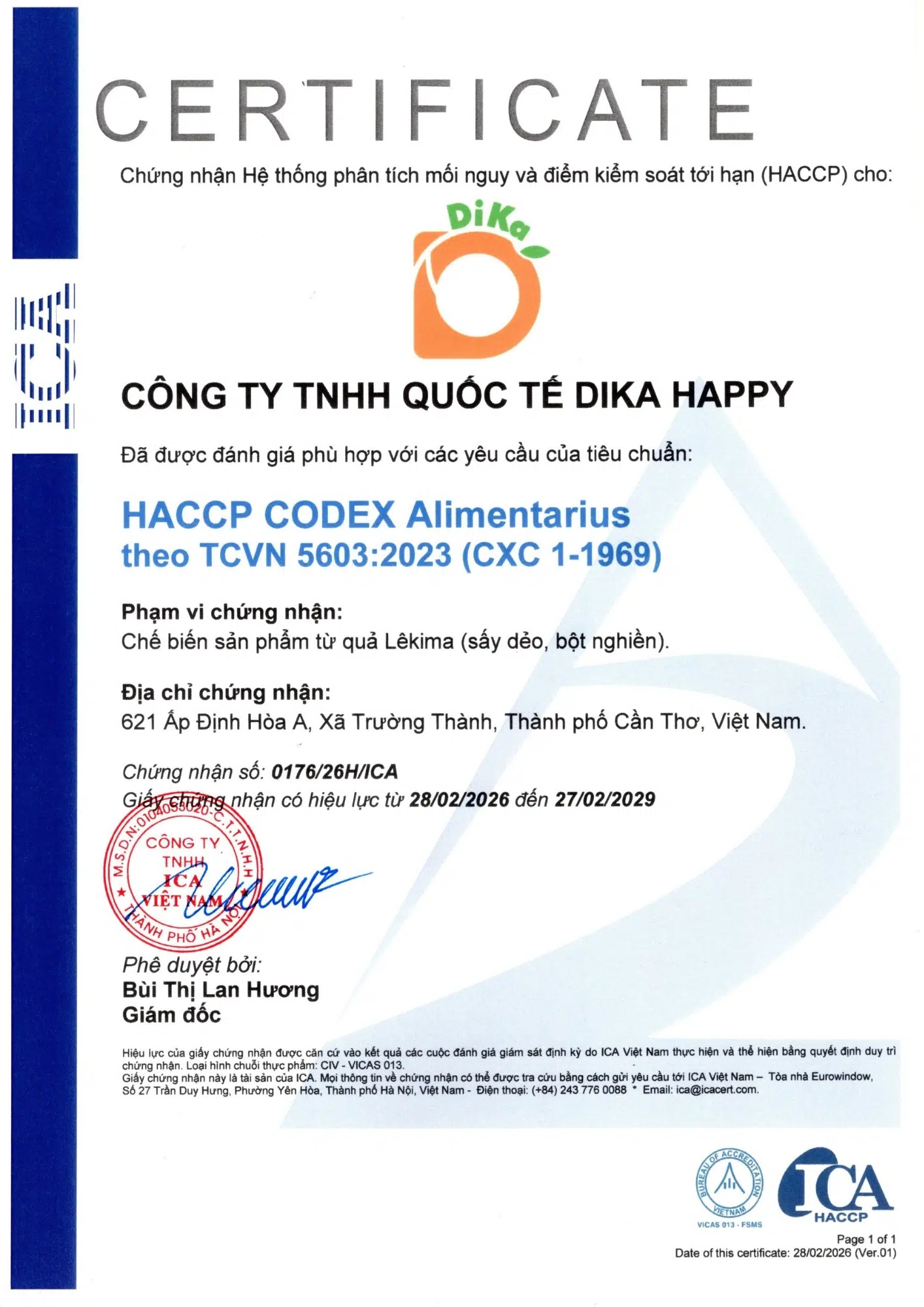 Chứng nhận HACCP