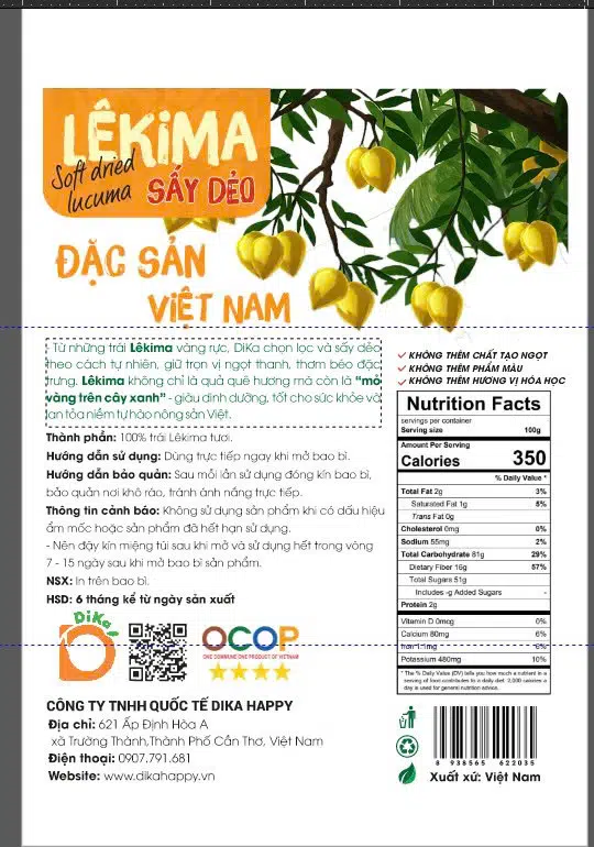 Lêkima Sấy Dẻo DiKa (gói 100g)